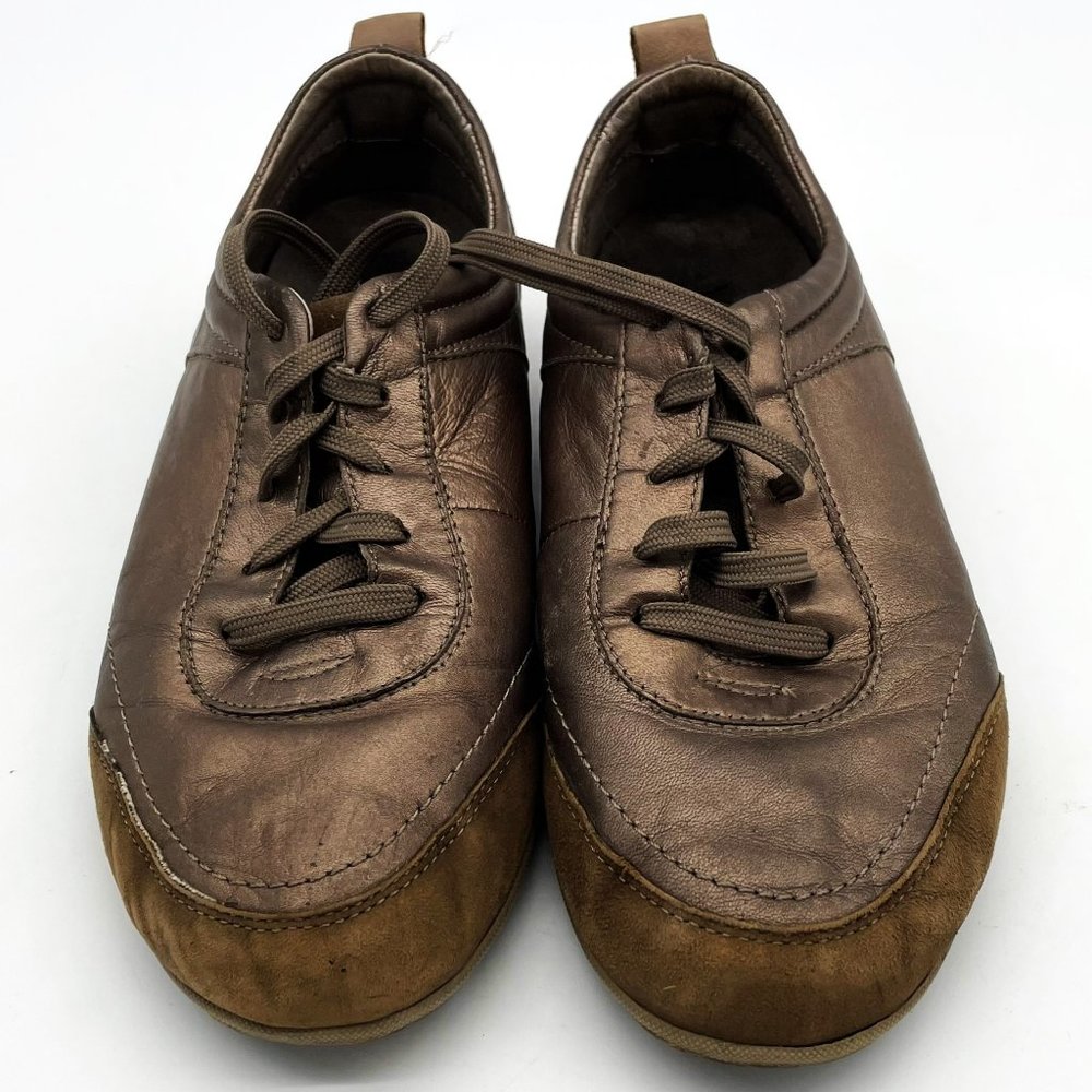 Vionic Orthaheel‎ Willa Walker Womens Sz 7 Bronze Mettalic Leather Lace-up Shoes
